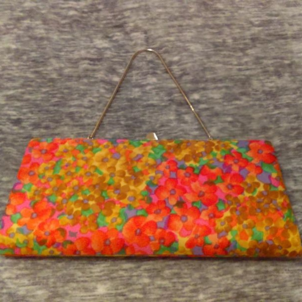 Leon Brand vintage orange/yellow floral clutch